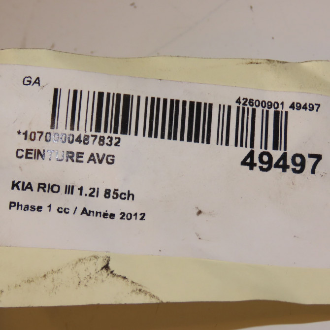 Ceinture avant gauche occasion KIA RIO III Phase 1 06-2011->... 1.2i 85ch 888701W600HCS 4