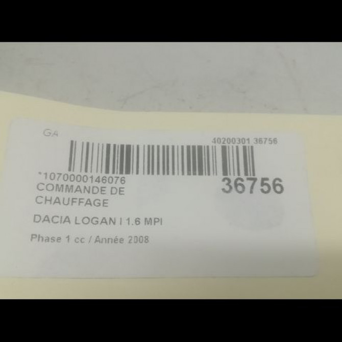 Commande de chauffage occasion DACIA LOGAN I Phase 1 06-2005->06-2008 1.6 MPI 6001547667 3
