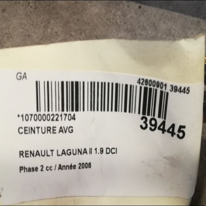 Ceinture avant gauche occasion RENAULT LAGUNA II Phase 2 03-2005->09-2007 1.9 DCI 110ch 8200687426 4