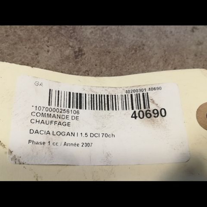Commande de chauffage occasion DACIA LOGAN I Phase 1 06-2005->06-2008 1.5 DCI 70ch 6001547667 3