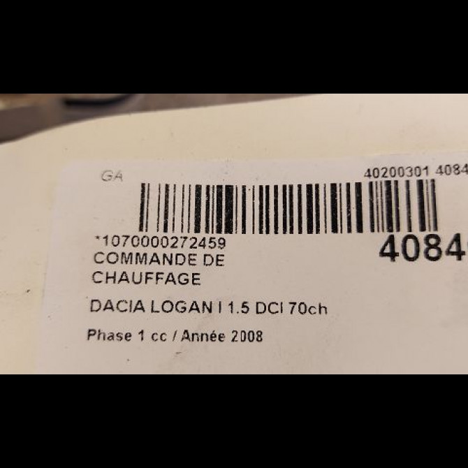 Commande de chauffage occasion DACIA LOGAN I Phase 1 06-2005->06-2008 1.5 DCI 70ch 6001547667 3