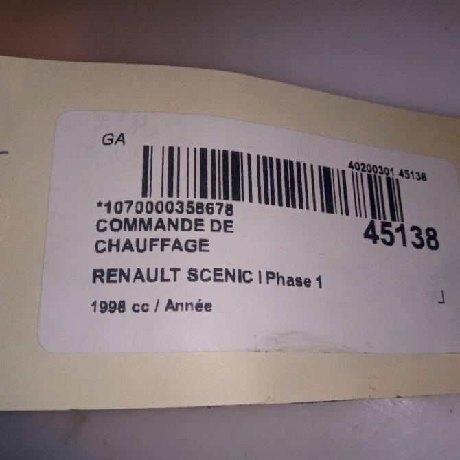 Commande de chauffage occasion RENAULT SCENIC I Phase 1 09-1996->08-1999 7701209441 4