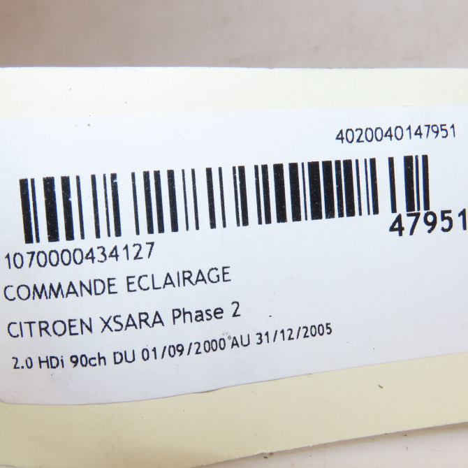 Commande eclairage occasion CITROEN XSARA Phase 2 09-2000->12-2005 2.0 HDi 90ch 625368 3