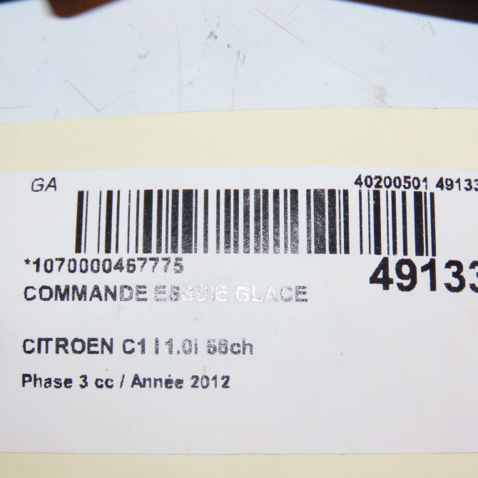 Commande essuie glace occasion CITROEN C1 I Phase 3 01-2012->08-2014 1.0i 68ch 6239SA 3