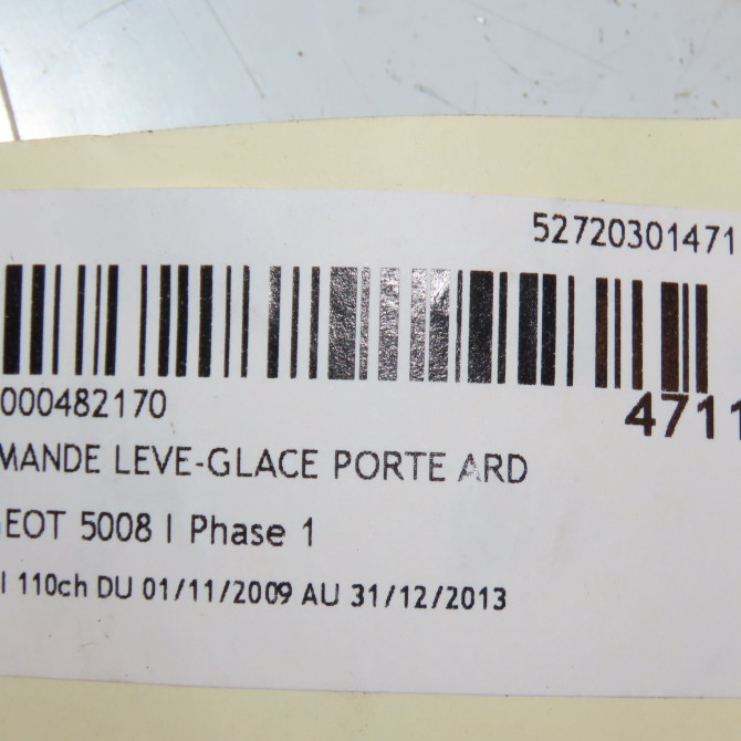 Commande leve-glace porte arrière droite occasion PEUGEOT 5008 I Phase 1 11-2009->12-2013 1.6 HDI 110ch 6490X7 4