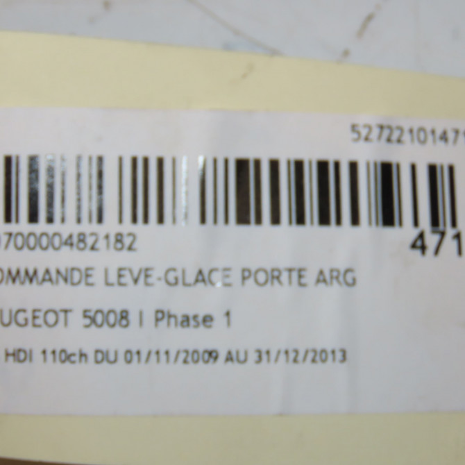 Commande leve-glace porte arrière gauche occasion PEUGEOT 5008 I Phase 1 11-2009->12-2013 1.6 HDI 110ch 6490X7 4