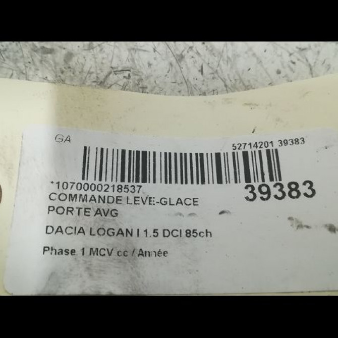 Commande lève-glace porte avant gauche occasion DACIA LOGAN I Phase 1 MCV 01-2007->10-2008 1.5 DCI 85ch 6001546816 3