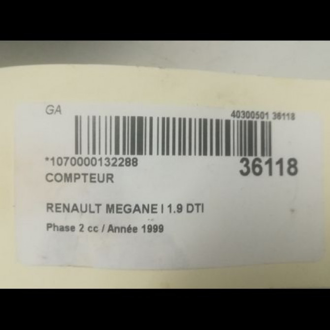 Compteur occasion RENAULT MEGANE I Phase 2 03-1999->06-2003 1.9 DTI 7711368922 3
