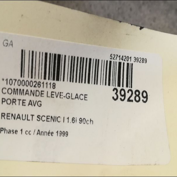 Commande lève-glace porte avant gauche occasion RENAULT SCENIC I Phase 1 09-1996->08-1999 1.6i 90ch 7700838100 3