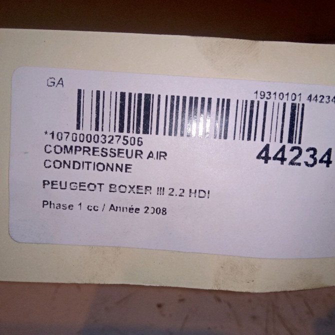 Compresseur air conditionne occasion PEUGEOT BOXER III Phase 1 06-2006->... 2.2 HDI 100ch 6453SR 5