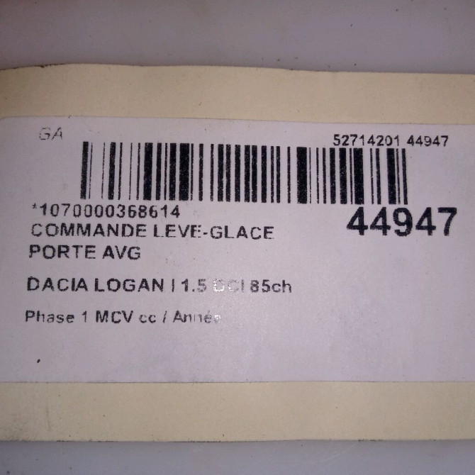 Commande lève-glace porte avant gauche occasion DACIA LOGAN I Phase 1 MCV 01-2007->10-2008 1.5 DCI 85ch 6001546816 4