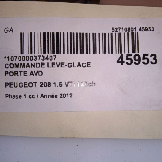 Commande lève-glace porte avant droite occasion PEUGEOT 208 208 Phase 1 2012-03-01->2015-09-30 1.6 VTI 120ch 96751115ZD 5