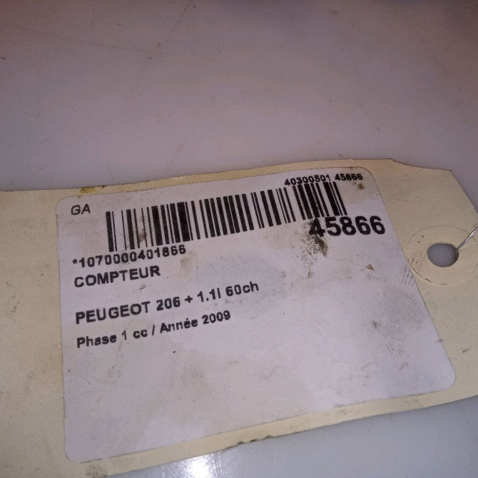 Compteur occasion PEUGEOT 206 + Phase 1 03-2009->05-2013 1.1i 60ch 6103HA 4