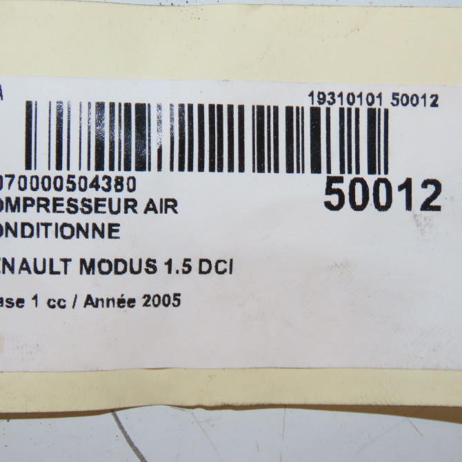 Compresseur air conditionne occasion RENAULT MODUS Phase 1 09-2004->12-2007 1.5 DCI 65ch 8200651251 3