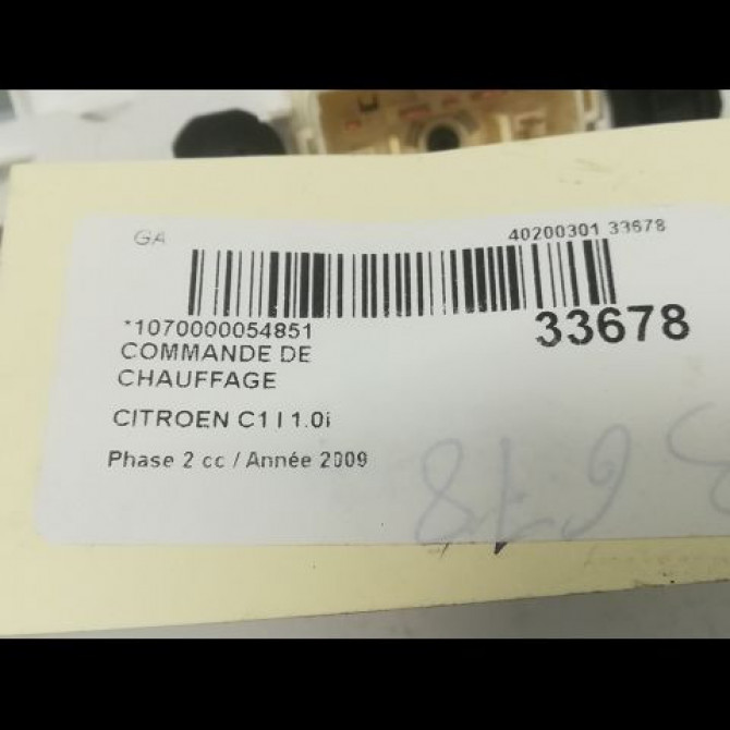 Commande de chauffage occasion CITROEN C1 I Phase 2 11-2008->01-2012 1.0i 4