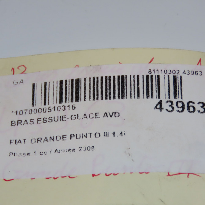 Bras essuie-glace avant droit occasion  51701422 3