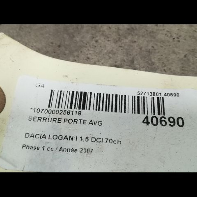 Serrure porte avg occasion DACIA LOGAN I Phase 1 06-2005->06-2008 1.5 DCI 70ch 6001547510 3