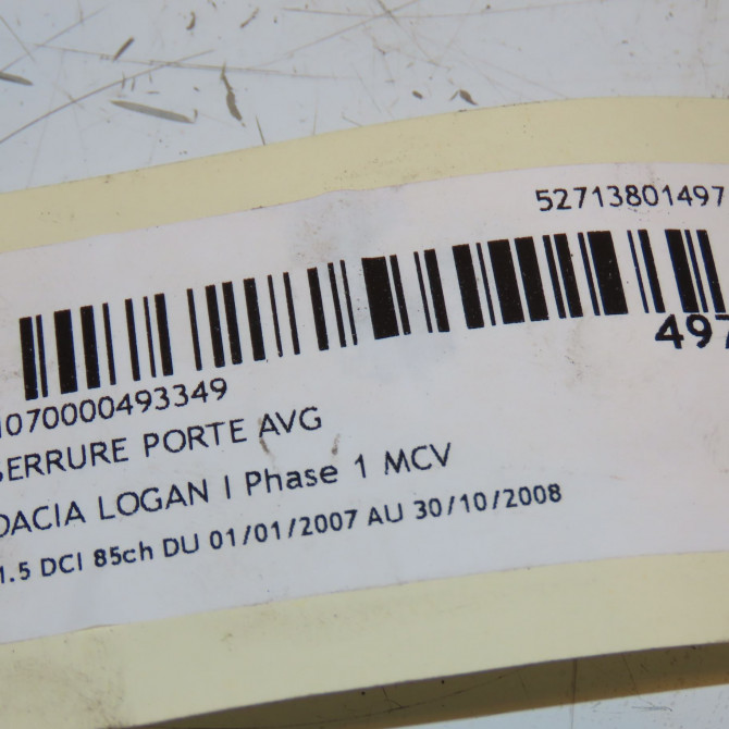 Serrure porte avg occasion DACIA LOGAN I Phase 1 MCV 01-2007->10-2008 1.5 DCI 85ch 6001547510 3