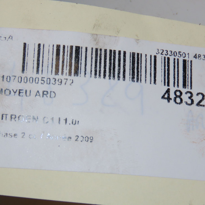 Moyeu ard occasion CITROEN C1 I Phase 2 11-2008->01-2012 1.0i 374885 4