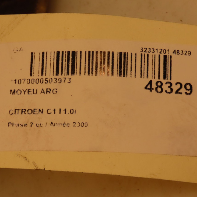 Moyeu arg occasion CITROEN C1 I Phase 2 11-2008->01-2012 1.0i 374885 3