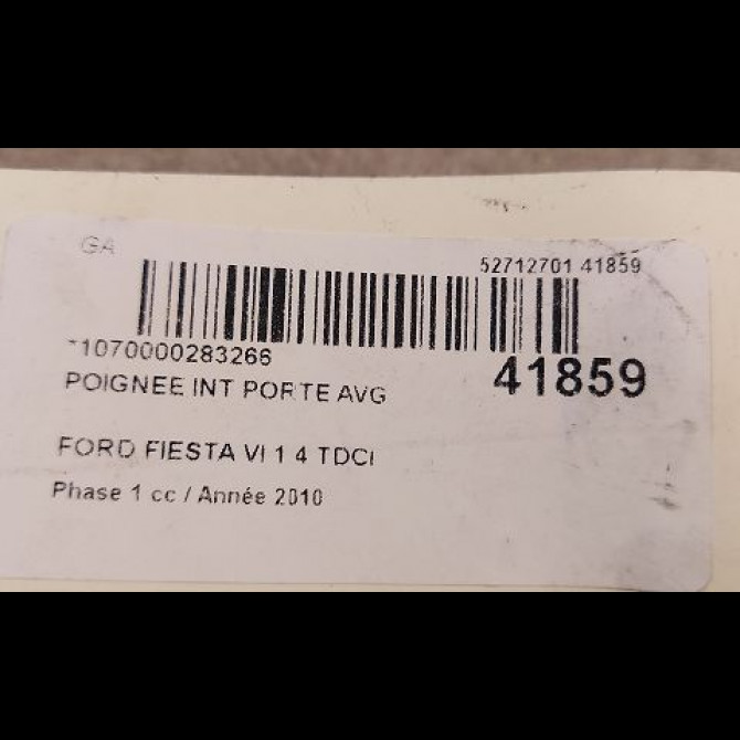 Poignee int porte avg occasion FORD FIESTA VI Phase 1 10-2008->11-2012 1.4 TDCI 68ch 1686126 3