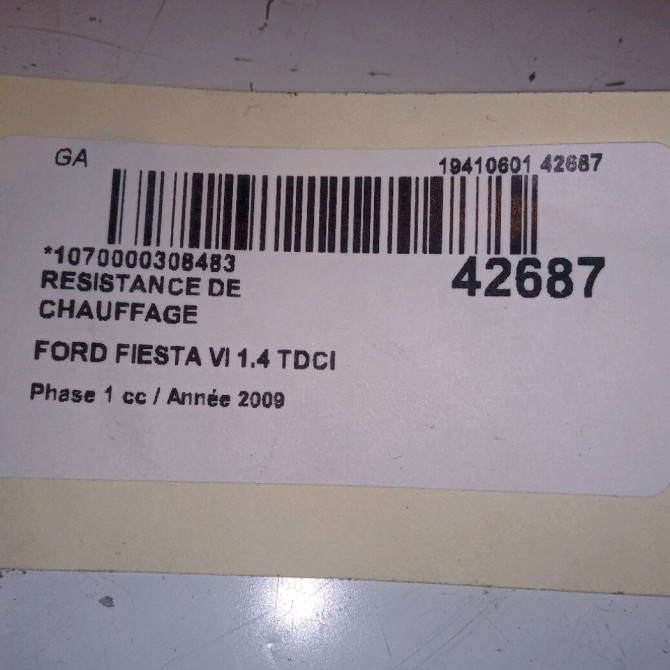 Resistance de chauffage occasion FORD FIESTA VI Phase 1 10-2008->11-2012 1.4 TDCI 68ch 1855157 3