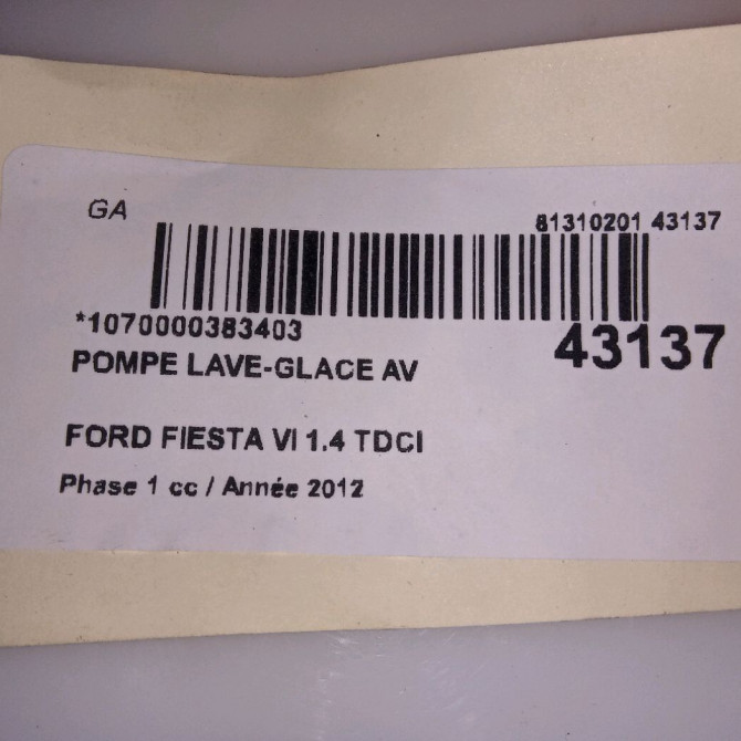 Pompe lave-glace avant occasion FORD FIESTA VI Phase 1 10-2008->11-2012 1.4 TDCI 70ch 2022321 4