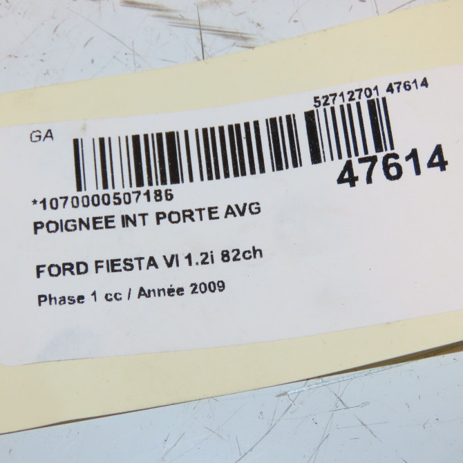 Poignee int porte avg occasion FORD FIESTA VI Phase 1 10-2008->11-2012 1.2i 82ch 1686126 4