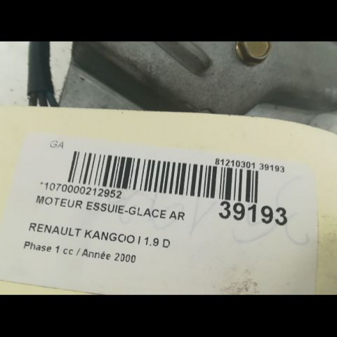 Moteur essuie-glace arrière occasion RENAULT KANGOO I Phase 1 09-1997->06-2003 1.9 D 55ch 7700308806 3