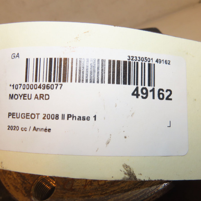 Moyeu ard occasion PEUGEOT 9822539980 3
