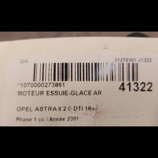 Moteur essuie-glace arrière occasion OPEL ASTRA II Phase 1 04-1998->09-2004 2.0 DTI 16v 100ch 90559440 3