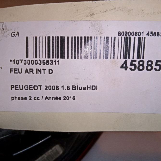 Feu arrière intérieur droit occasion PEUGEOT 2008 Phase 1 04-1995->04-1999 1.6 BlueHDI 120ch 9814757280 4