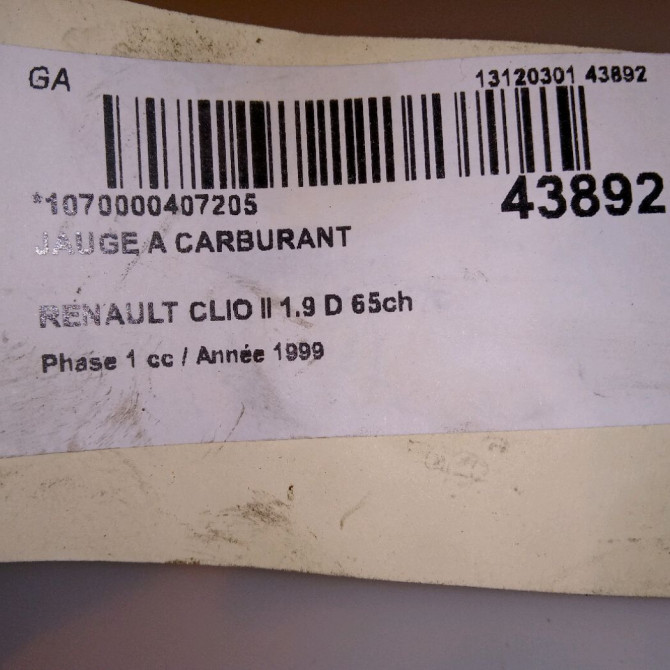 Jauge a carburant occasion RENAULT CLIO II Phase 1 03-1998->06-2001 1.9 D 65ch 7700416987 5