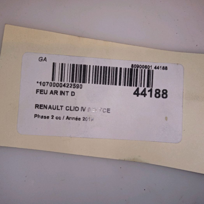 Feu arrière intérieur droit occasion RENAULT CLIO IV Phase 2 08-2016->... 0.9i TCE 4
