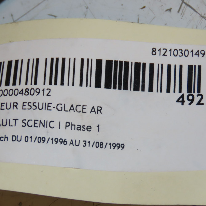Moteur essuie-glace arrière occasion RENAULT SCENIC I Phase 1 09-1996->08-1999 1.6i 90ch 7701472211 4