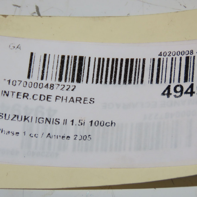 Interrupteur commande de phares occasion SUZUKI IGNIS II Phase 1 09-2003->09-2009 1.5i 100ch 3721086G10 4