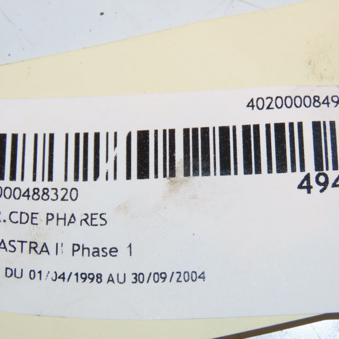 Interrupteur commande de phares occasion OPEL ASTRA II Phase 1 04-1998->09-2004 1.8i 16v 9181041 4