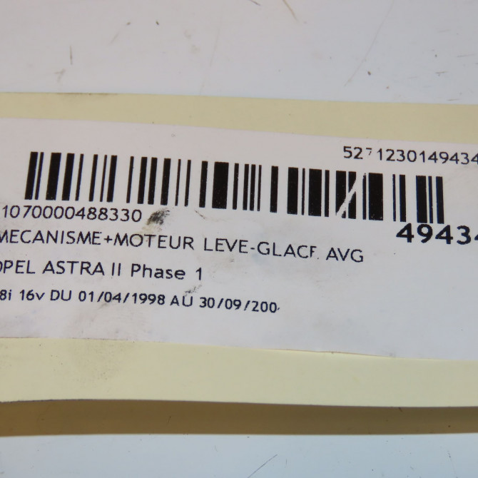 Mecanisme+moteur leve-glace avg occasion OPEL ASTRA II Phase 1 04-1998->09-2004 1.8i 16v 90543917 4