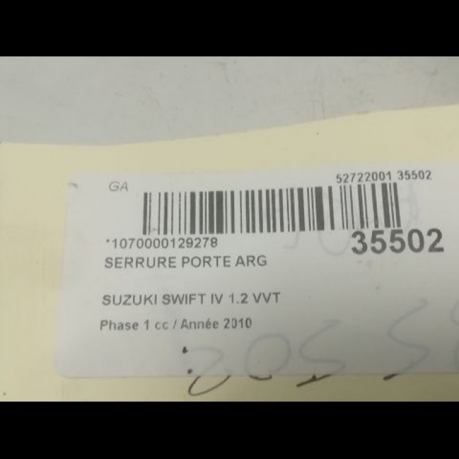 Serrure porte arg occasion SUZUKI SWIFT IV Phase 1 09-2010->... 1.2 VVT 94ch 8230268LA2 5