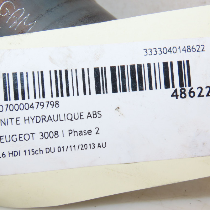 Unité hydraulique ABS occasion PEUGEOT 3008 I Phase 1 04-2009->12-2013 1.6 HDI 115ch 1607510480 3