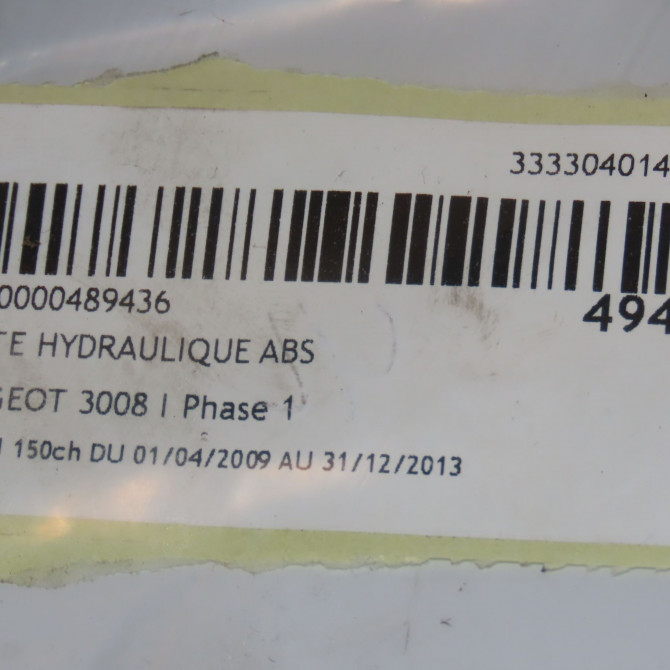 Unité hydraulique ABS occasion PEUGEOT 3008 I Phase 1 04-2009->12-2013 2.0 HDI 150ch 1607510480 3