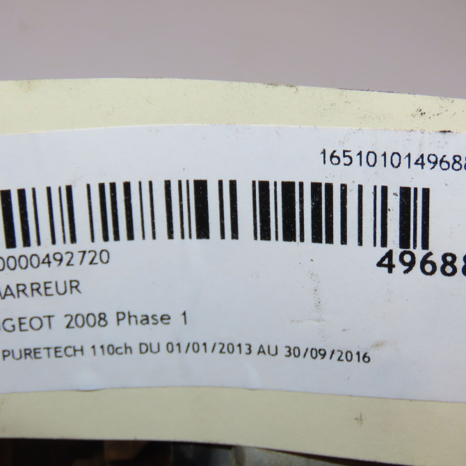 Démarreur occasion PEUGEOT 2008 Phase 1 01-2013->... 1.2i PURETECH 110ch 9674077280 3