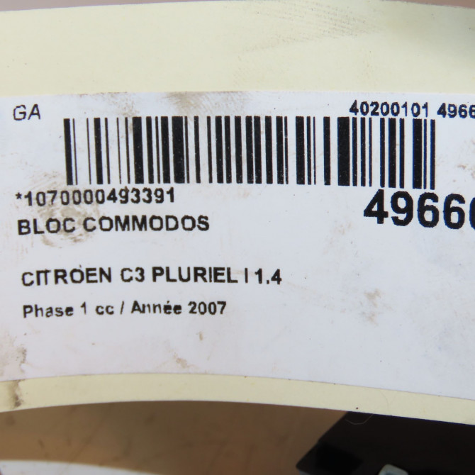 Bloc commodos occasion CITROEN C3 PLURIEL I Phase 1 04-2003->09-2008 1.4 HDi 98069803XT 3
