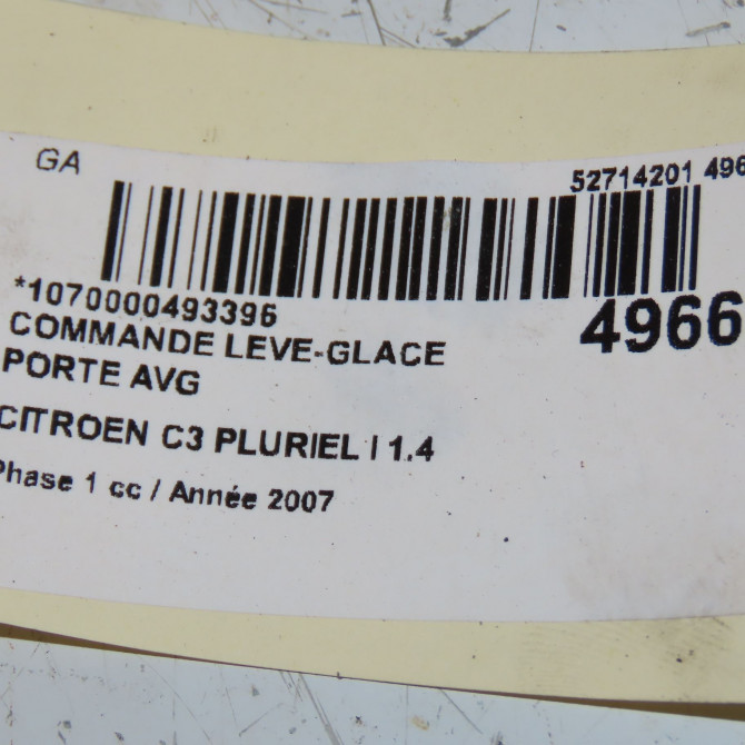 Commande lève-glace porte avant gauche occasion CITROEN C3 PLURIEL I Phase 1 04-2003->09-2008 1.4 HDi 6554QX 4