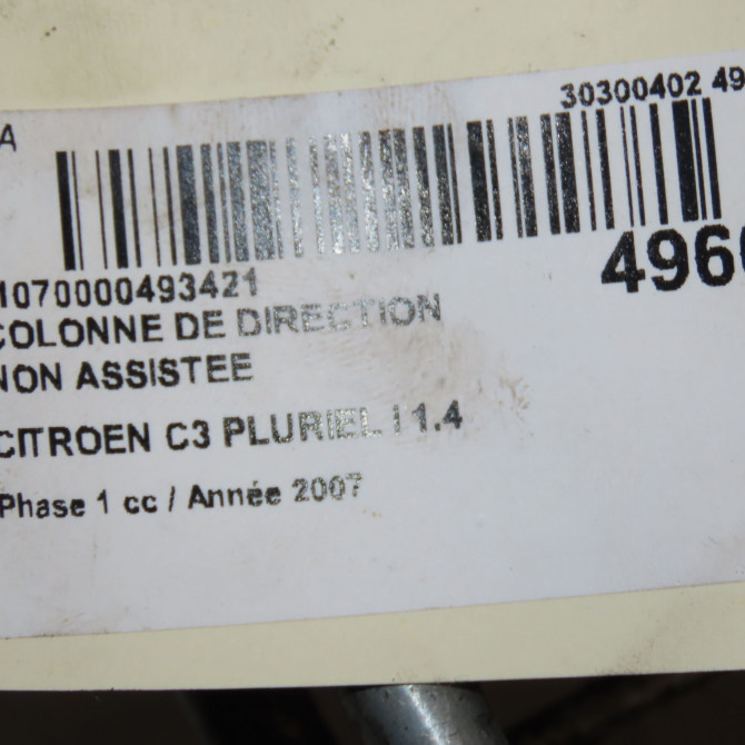 Colonne de direction non assistee occasion CITROEN C3 PLURIEL I Phase 1 04-2003->09-2008 1.4 HDi 4123R6 3
