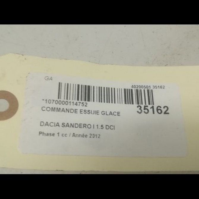 Commande essuie glace occasion DACIA SANDERO I Phase 1 06-2008->10-2012 1.5 DCI 90ch 6001551357 4