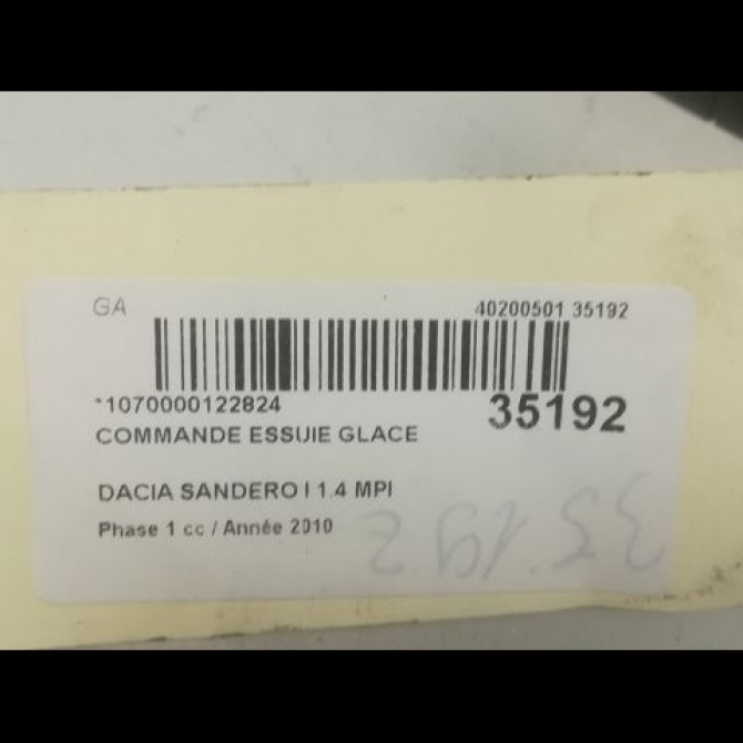 Commande essuie glace occasion DACIA SANDERO I Phase 1 06-2008->10-2012 1.4 MPI 75ch 6001551357 4