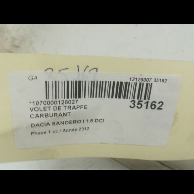 Volet de trappe carburant occasion DACIA SANDERO I Phase 1 06-2008->10-2012 1.5 DCI 90ch 788306894R 3