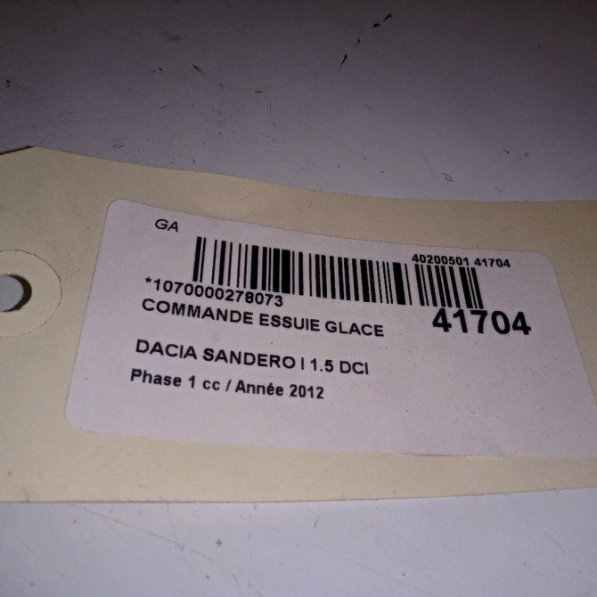 Commande essuie glace occasion DACIA SANDERO I Phase 1 06-2008->10-2012 1.5 DCI 90ch 6001551357 3