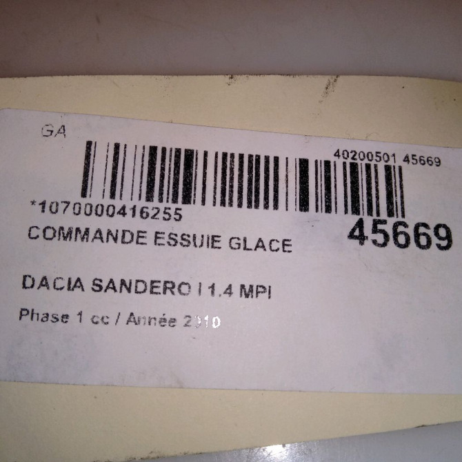 Commande essuie glace occasion DACIA SANDERO I Phase 1 06-2008->10-2012 1.4 MPI 75ch 6001551357 5